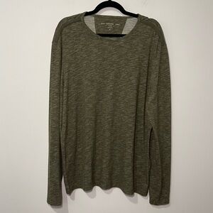 John Varvatos Men’s Olive Green Luxe casual Long Sleeve Crewneck Shirt Size XL
